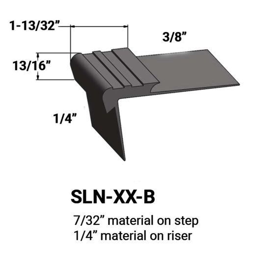 Stair Nosings - 7⁄32 " material on step to ¼" material on riser #44 Dark Brown 12'