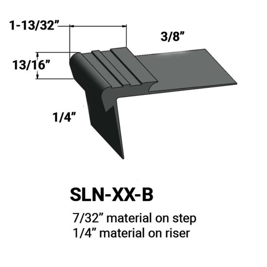 Nez de marches d'escalier - 7⁄32 " matériel sur la marche à ¼" matériel sur la contremarche #82 Black Pearl 12'
