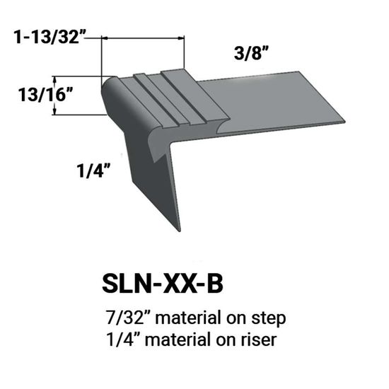 Nez de marches d'escalier - 7⁄32 " matériel sur la marche à ¼" matériel sur la contremarche #28 Medium Grey 12'