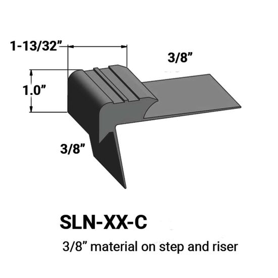 Stair Nosings - 3⁄8” material on step and riser #178 Ironstone 12'