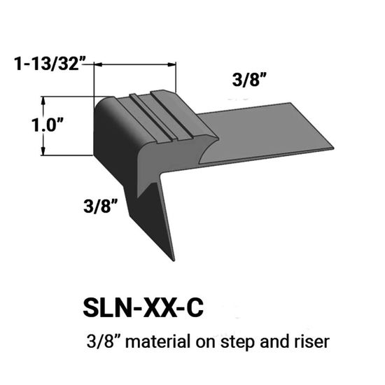 Stair Nosings - 3⁄8” material on step and riser #20 Charcoal 12'