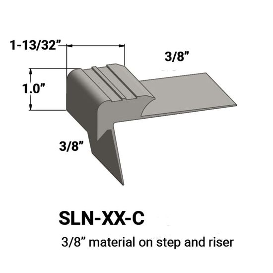 Stair Nosings - 3⁄8” material on step and riser #24 Grey Haze 12'