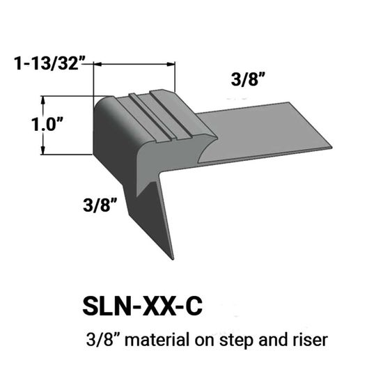 Stair Nosings - 3⁄8” material on step and riser #38 Pewter 12'