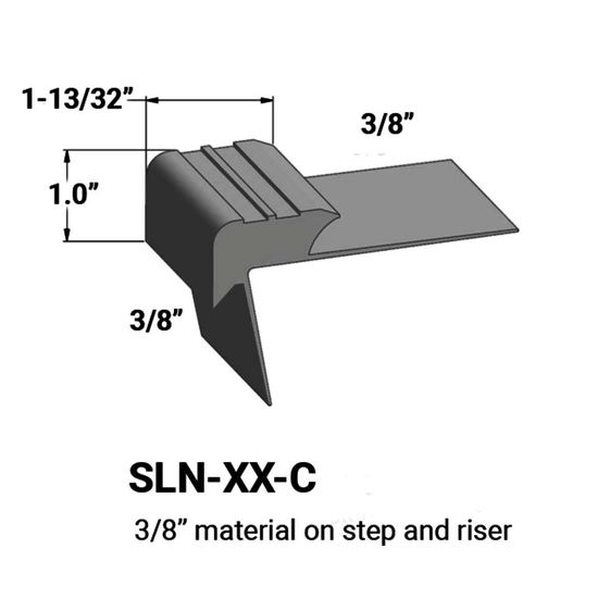 Stair Nosings - 3⁄8” material on step and riser #48 Grey 12'