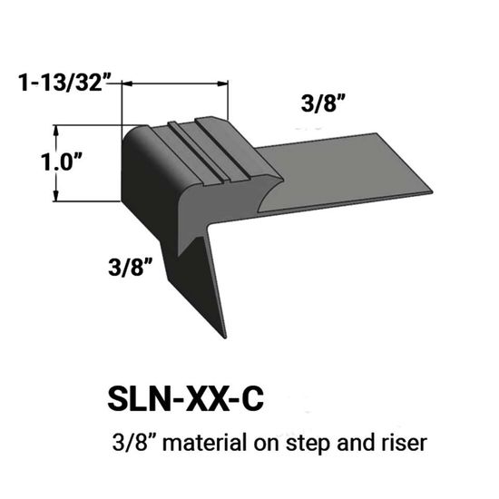 Stair Nosings - 3⁄8” material on step and riser #63 Burnt Umber 12'
