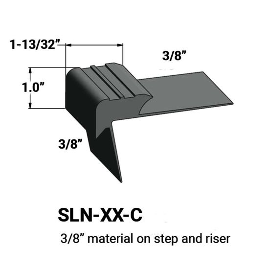 Stair Nosings - 3⁄8” material on step and riser #82 Black Pearl 12'