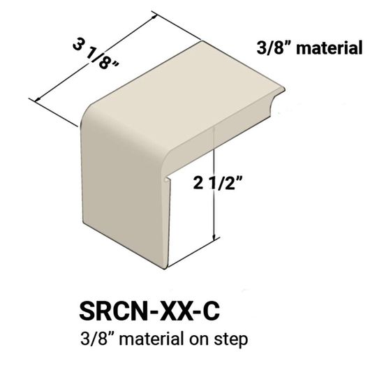 Stair Nosings - 3⁄8” material on step #1 Snow White 12'