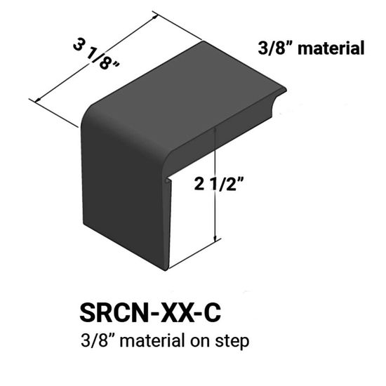 Stair Nosings - 3⁄8” material on step #40 Black 12'