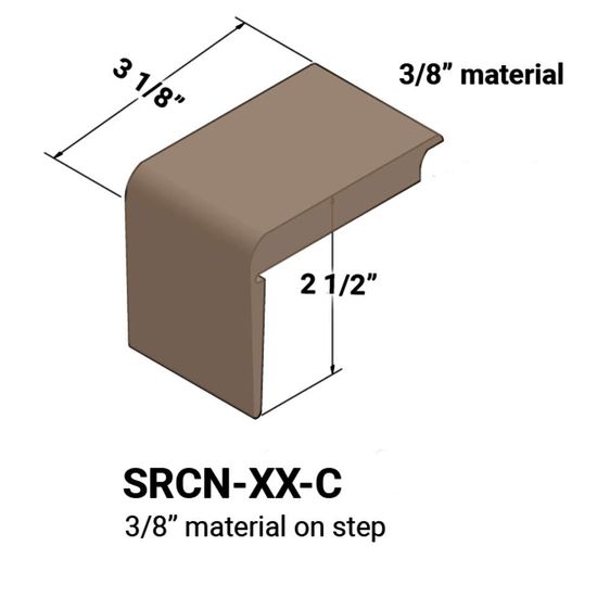 Stair Nosings - 3⁄8” material on step #45 Sandalwood 12'