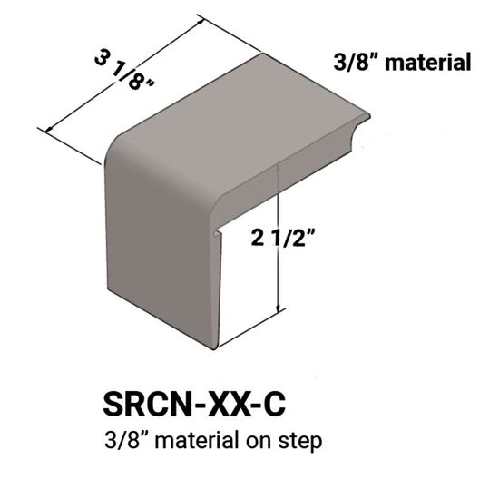 Stair Nosings - 3⁄8” material on step #55 Silver Grey 12'