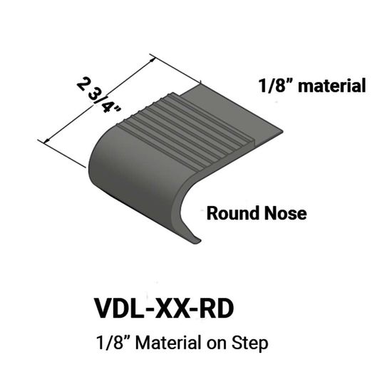 Stair Nosings - 1⁄8” material on step with round nose #20 Charcoal 12'