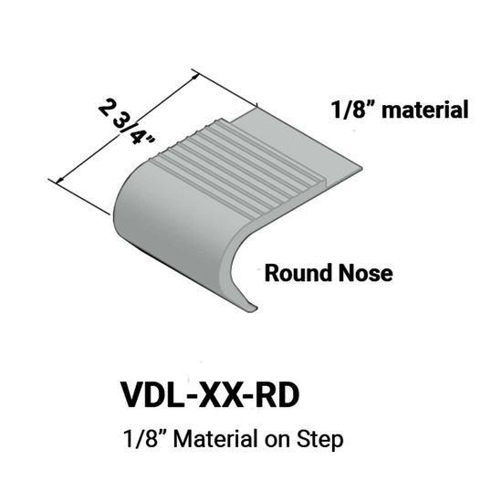 Stair Nosings - 1⁄8” material on step with round nose #21 Platinum 12'