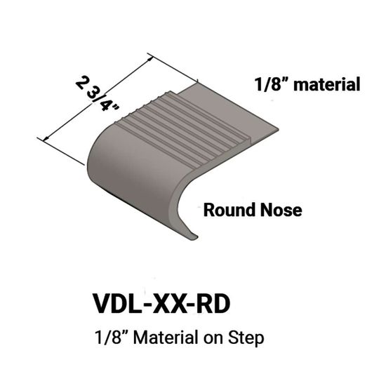 Stair Nosings - 1⁄8” material on step with round nose #32 Pebble 12'