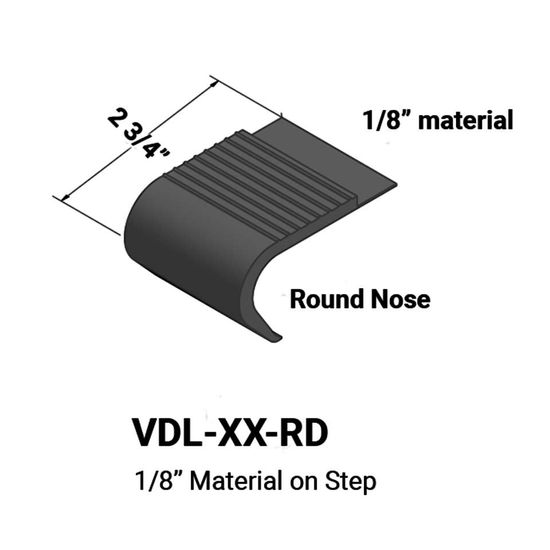 Stair Nosings - 1⁄8” material on step with round nose #40 Black 12'