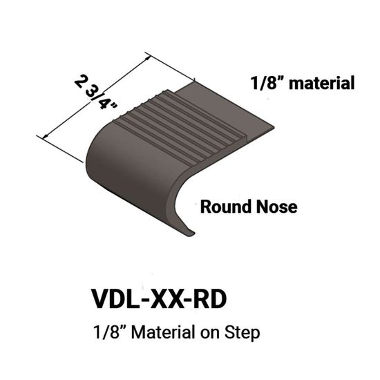 Stair Nosings - 1⁄8” material on step with round nose #47 Brown 12'