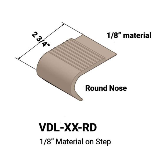 Stair Nosings - 1⁄8” material on step with round nose #49 Beige 12'