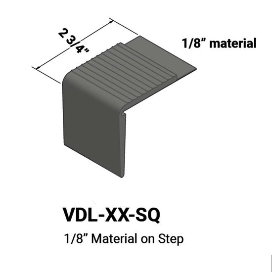 Stair Nosings - 1⁄8” material on step with square nose #20 Charcoal 12'