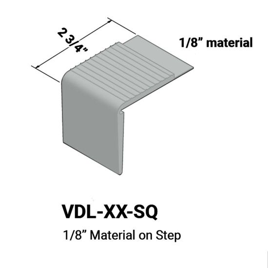Stair Nosings - 1⁄8” material on step with square nose #21 Platinum 12'