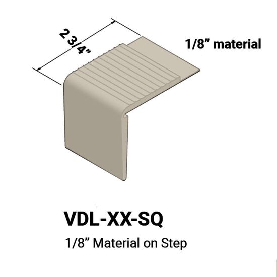 Stair Nosings - 1⁄8” material on step with square nose #22 Pearl 12'