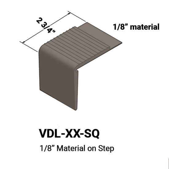 Stair Nosings - 1⁄8” material on step with square nose #283 Toast 12'