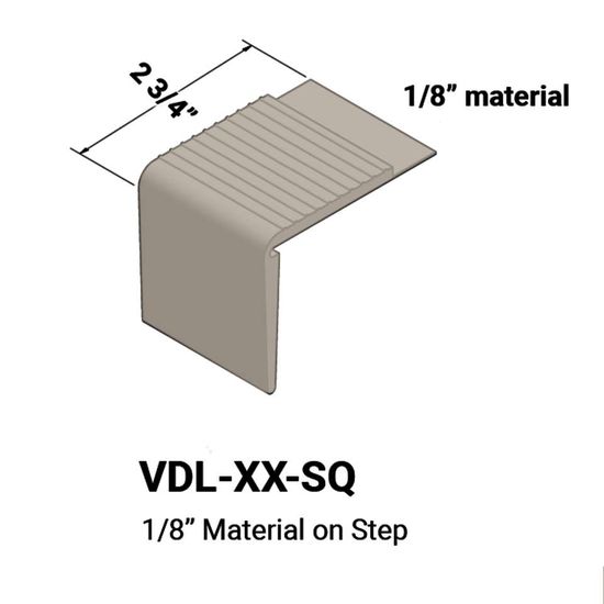 Stair Nosings - 1⁄8” material on step with square nose #31 Zephyr 12'