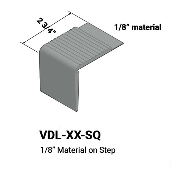 Stair Nosings - 1⁄8” material on step with square nose #38 Pewter 12'
