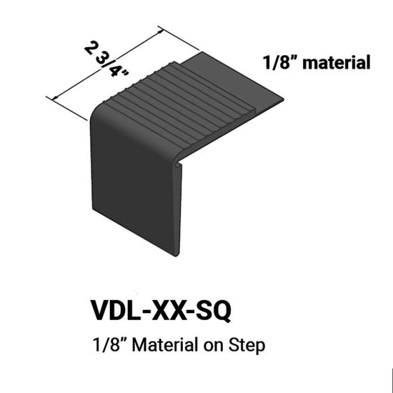 Stair Nosings - 1⁄8” material on step with square nose #40 Black 12'