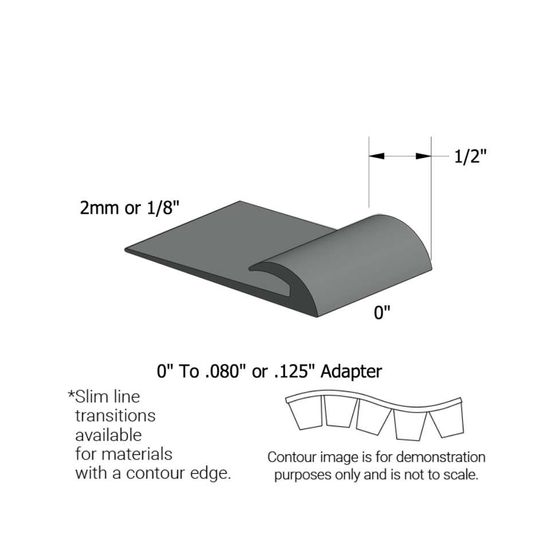 Slim Line Transitions - SLTC 82 J .080 or 1/8" material to subfloor (with contour edge)" #82 Black Pearl 12'