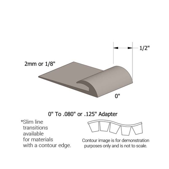 Slim Line Transitions - SLTC 176 J .080 or 1/8" material to subfloor (with contour edge)" #176 Brass 12'