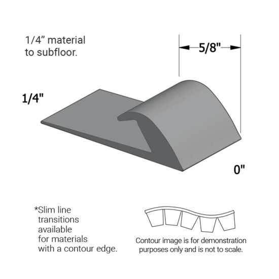 Slim Line Transitions - SLTC 69 L 1/4 material to subfloor (with contour edge) " #69 Sterling Silver 12'