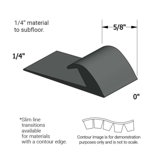 Slim Line Transitions - SLTC 82 L 1/4 material to subfloor (with contour edge) " #82 Black Pearl 12'