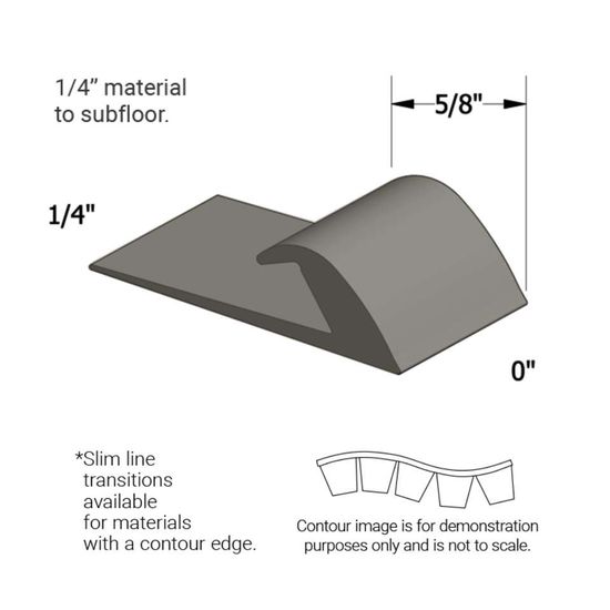 Slim Line Transitions - SLTC 179 L 1/4 material to subfloor (with contour edge) " #179 Steel 12'