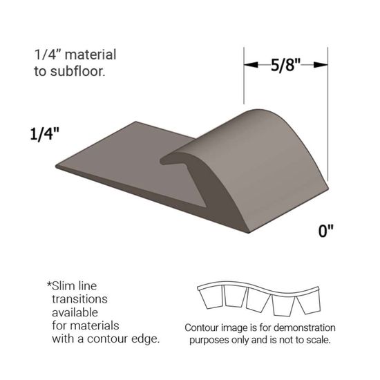 Slim Line Transitions - SLTC 176 L 1/4 material to subfloor (with contour edge) " #176 Brass 12'