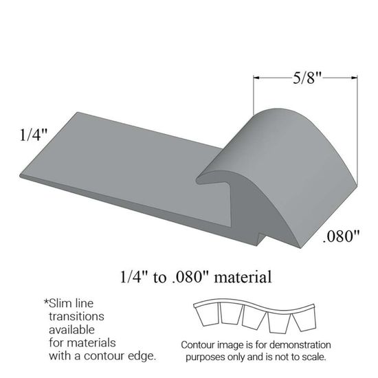 Slim Line Transitions - SLTC 28 H 1/4 to .080" material (with contour edge)" #28 Medium Grey 12'