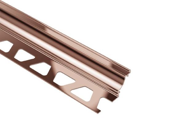 DILEX-AHK Cove-Shaped Profile with 3/8" Radius Anodized Aluminum Polished Copper 1/2" x 8' 2-1/2"