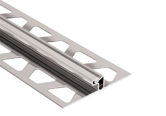 DILEX-EDP Surface Joint Profile with Tongue-and-Groove Movement Zone of 15/32" Stainless Steel (V2) 23/32" x 8' 2-1/2"