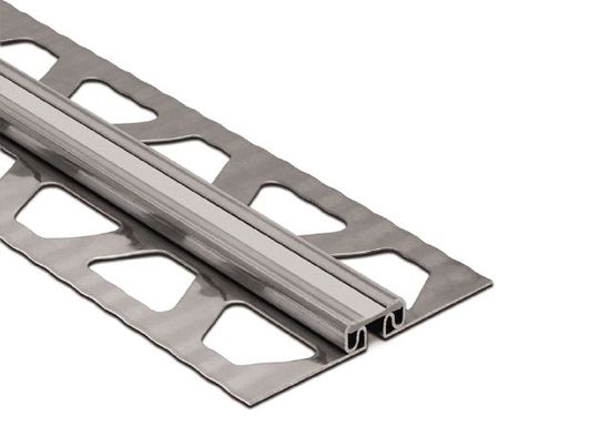 DILEX-EKSB Surface Joint Profile Stainless Steel (V4) with 1/4" Rubber Movement Zone Classic Grey 3/16" x 8' 2-1/2