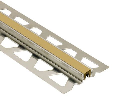 DILEX-KSN Surface Movement Joint Profile Stainless Steel (V4) with Rubber Movement Zone of 7/16" Light Beige 1/2" x 8' 2-1/2"
