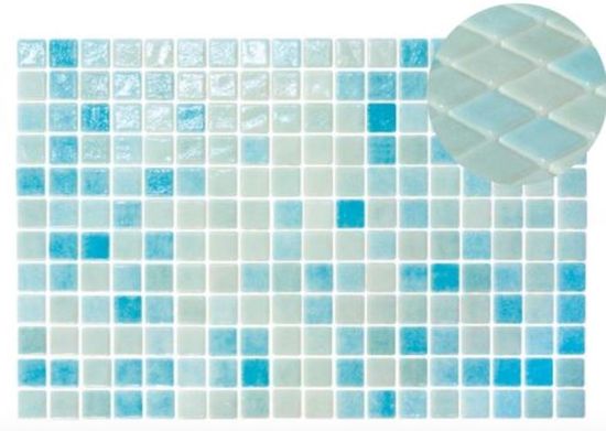 Mosaic Tiles Colour Blends Shiny Aqua 12-1/4" x 18-3/8"