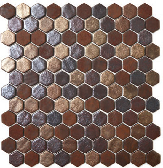 Mosaic Tiles Hex Stones Oxide 11-13/32" x 11-27/32"