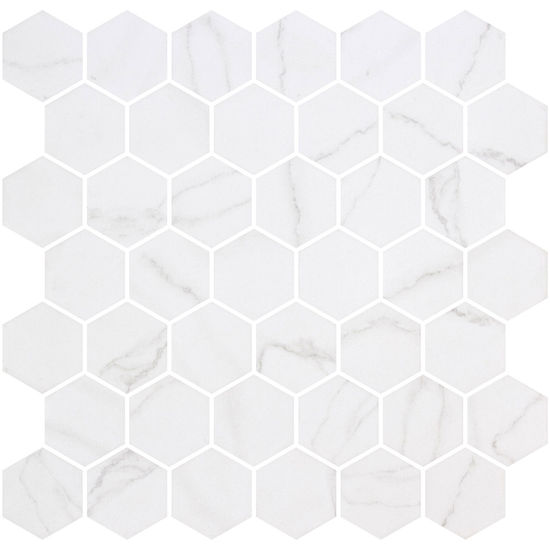 Mosaic Tiles Hex XL Ecostones Matte Venato White 11-1/4" x 11-3/16"