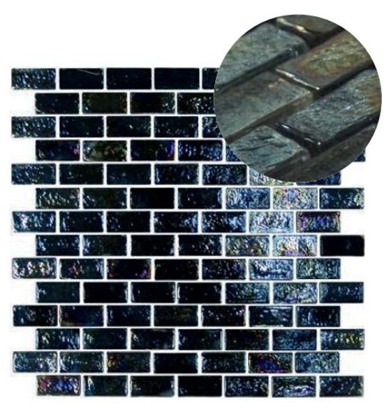 Mosaic Tiles GeoGlass Brick Black 11-13/16" x 11-13/16"