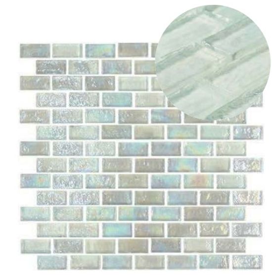 Mosaic Tiles GeoGlass Brick White 11-13/16" x 11-13/16"