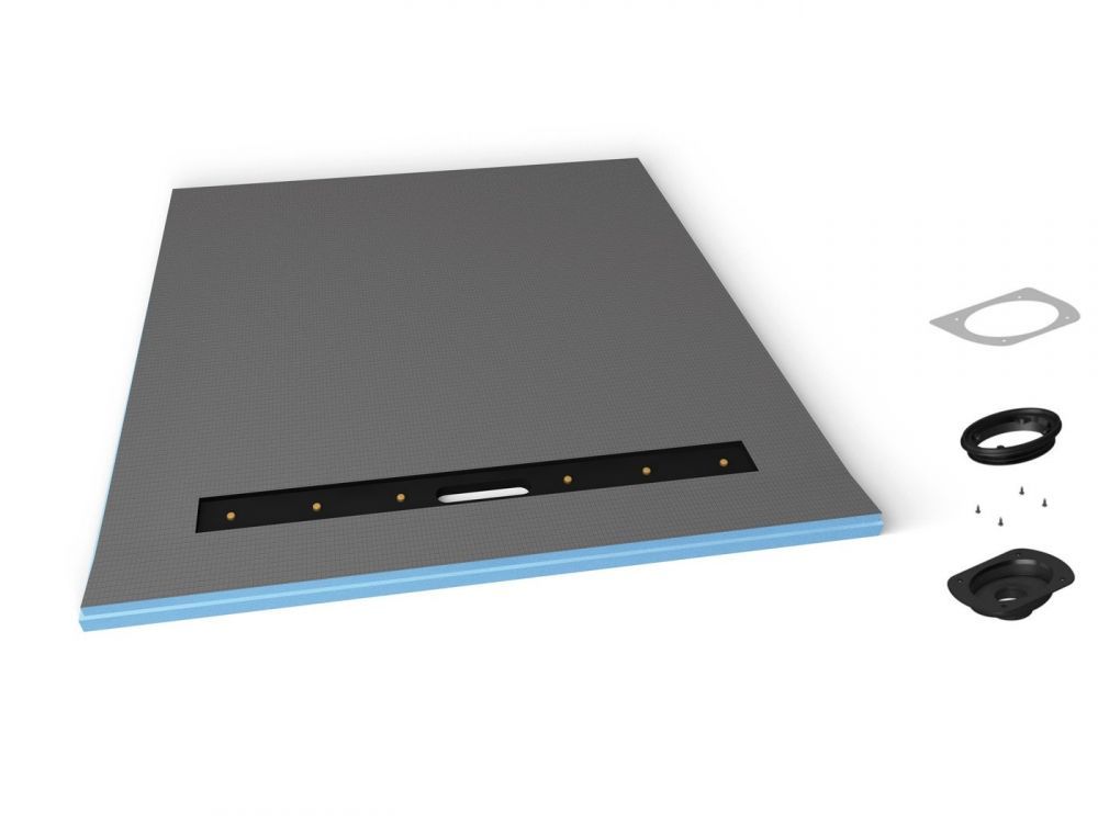 Wedi Fundo Riolito Neo Shower Base and Linear Drain Assembly 4 way