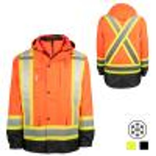 High Visibility 7-In-1 Lined Safety Jacket, Rflt Band, Ylw, Sz L
