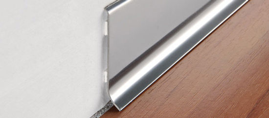 Wall Base Skirting 80 with Adhesive Polished Stainless Steel - 3-5/32" (80 mm) x 7/16" x 6' 6-3/4"
