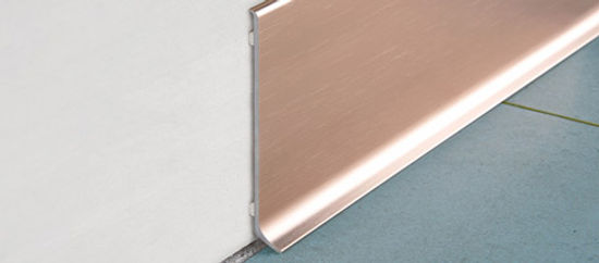 Wall Base Skirting 80 with Adhesive Aluminum Brushed Silver - 3-5/32" (80 mm) x 3/8" x 6' 6-3/4"