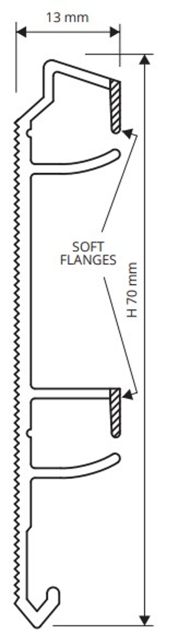 Support de plinthe pour Proskirting LED en PVC Coextrudé - (70 mm) 2-3/4" x 1/2" x 6' 6-3/4"