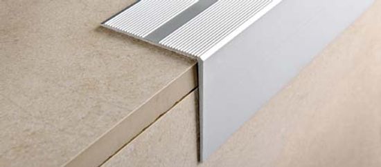 Stair Nose with Adhesive Proend Anodized Aluminum Silver - (48 mm) 1-7/8" x 8' 10-5/16"