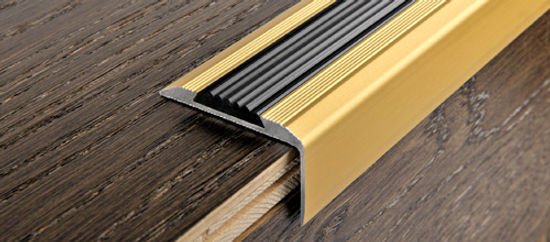 Stair Nose with Black Insert Proend INS Anodized Aluminum Gold - (28 mm) 1-3/32" x 8' 10-5/16"